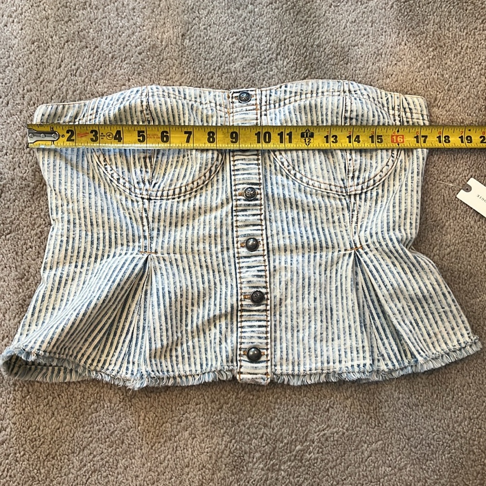 Pilcro Striped Denim Tube Top Size Medium - Picture 8 of 12
